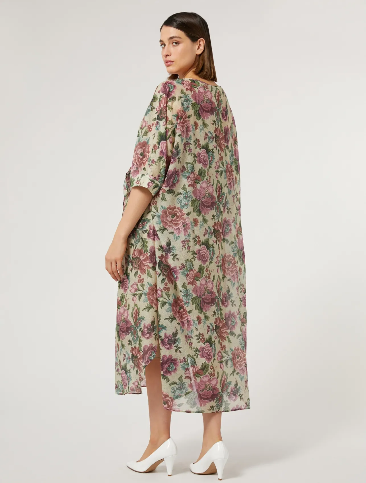 Sale Marina Rinaldi Cotton and silk voile dress PALEYELLOW