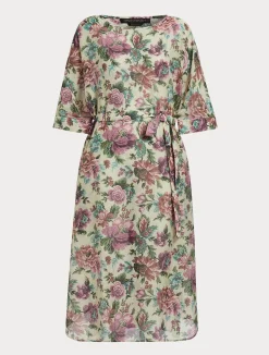 Sale Marina Rinaldi Cotton and silk voile dress PALEYELLOW