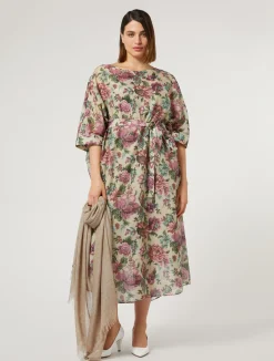 Sale Marina Rinaldi Cotton and silk voile dress PALEYELLOW