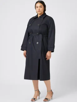 Hot Marina Rinaldi Cotton blend water-resistant trench coat MIDNIGHTBLUE