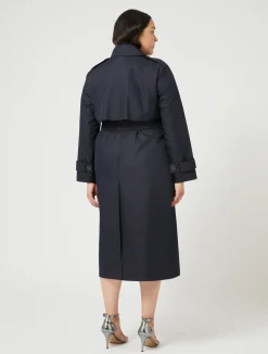 Hot Marina Rinaldi Cotton blend water-resistant trench coat MIDNIGHTBLUE