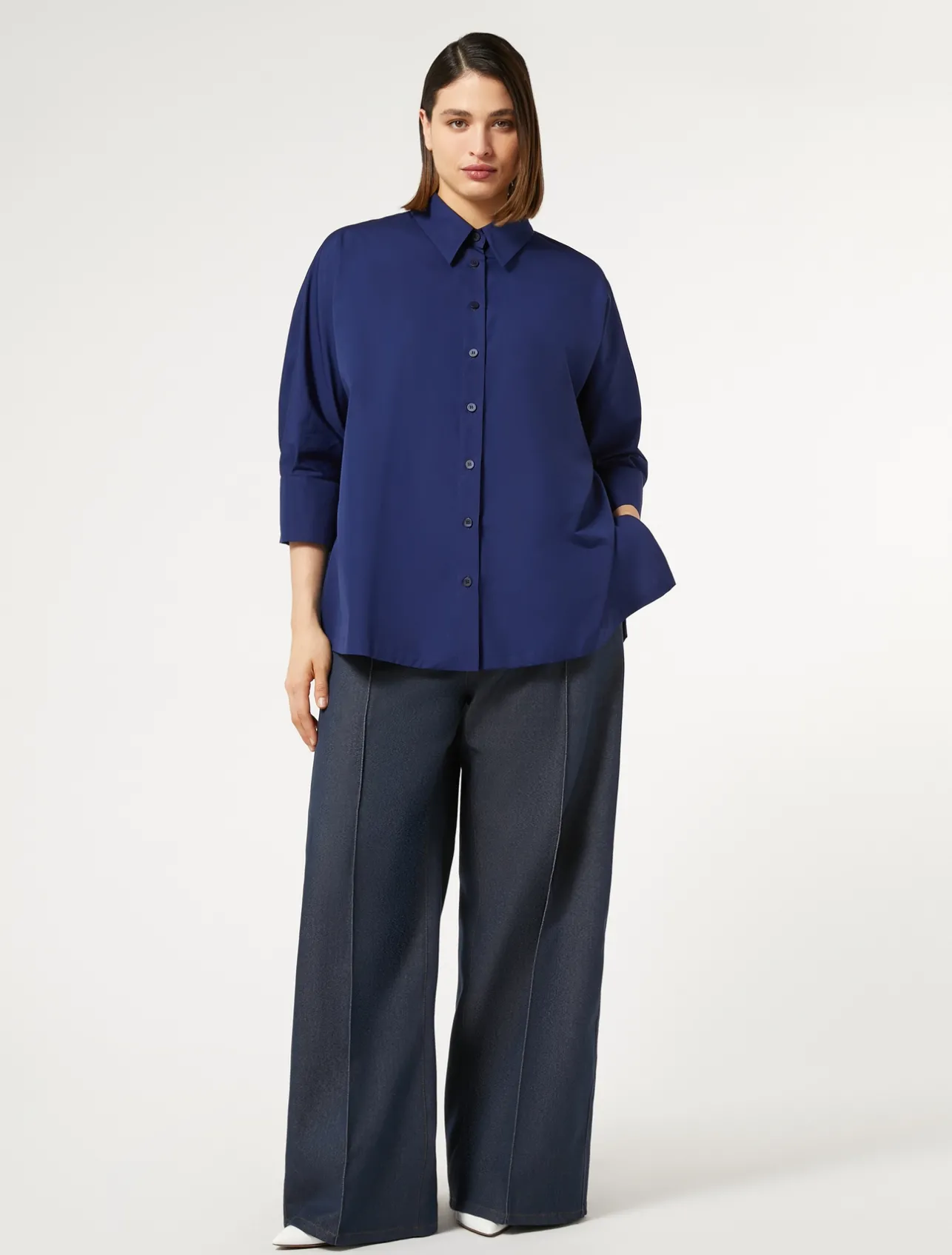 New Marina Rinaldi Cotton bull denim trousers BLUEJEANS