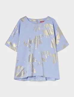 Clearance Marina Rinaldi Cotton chambray blouse LIGHTBLUE