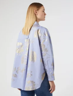 Clearance Marina Rinaldi Cotton chambray shirt LIGHTBLUE