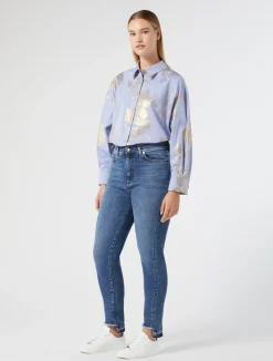 Clearance Marina Rinaldi Cotton chambray shirt LIGHTBLUE