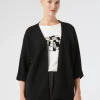 Sale Marina Rinaldi Cotton crepe cardigan BLACK