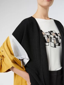 Sale Marina Rinaldi Cotton crepe cardigan BLACK