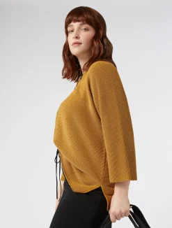Fashion Marina Rinaldi Cotton crepe sweater MUSTARD