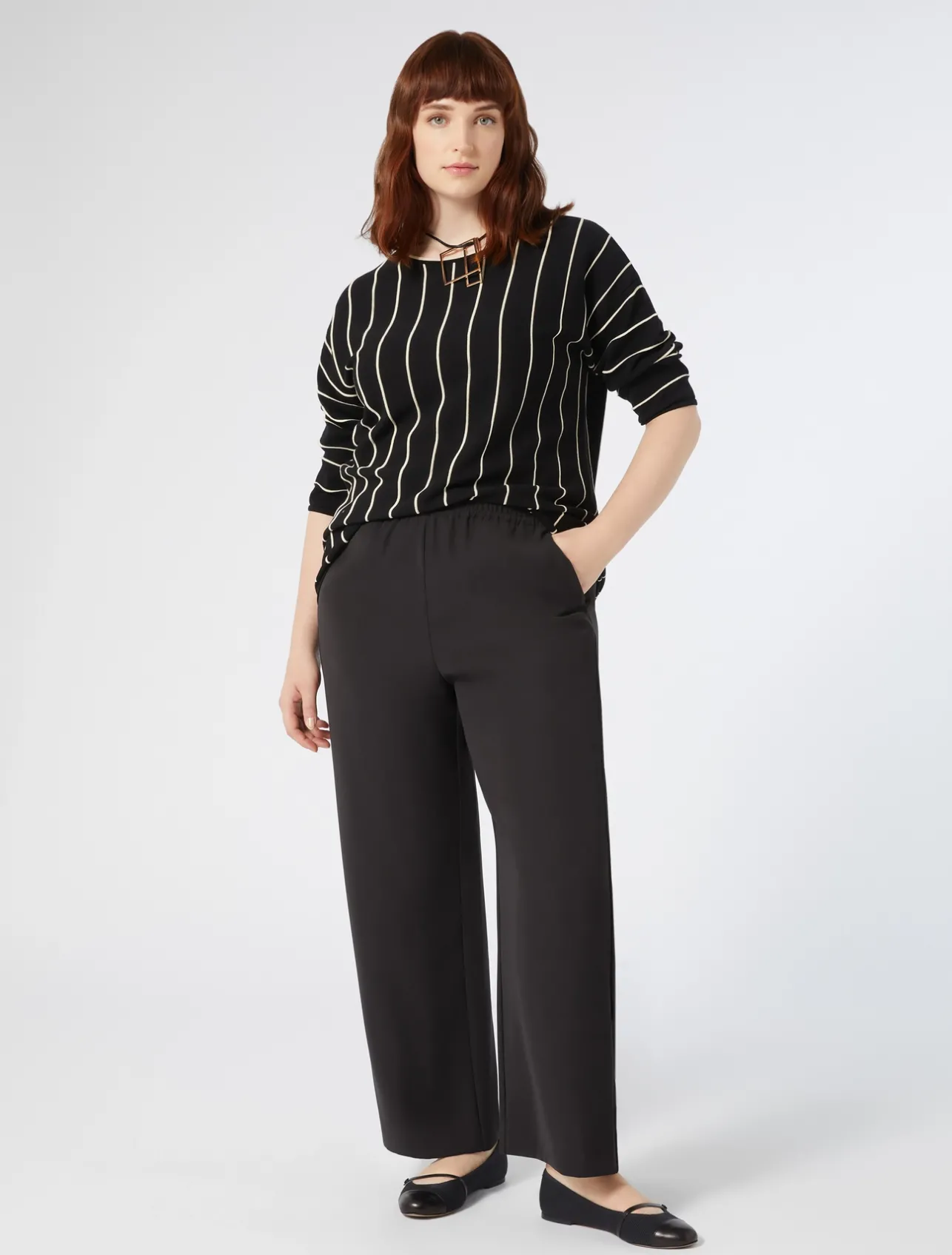 Sale Marina Rinaldi Cotton crepe sweater BLACK