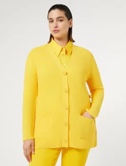 Sale Marina Rinaldi Cotton crêpe cardigan BRIGHTYELLOW
