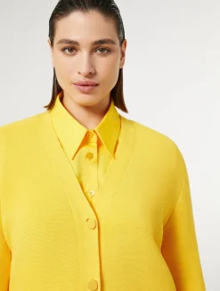 Sale Marina Rinaldi Cotton crêpe cardigan BRIGHTYELLOW