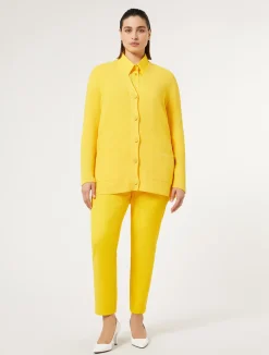Sale Marina Rinaldi Cotton crêpe cardigan BRIGHTYELLOW