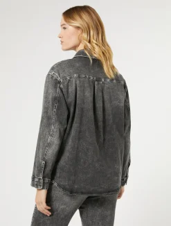 Best Marina Rinaldi Cotton denim jacket BLACK