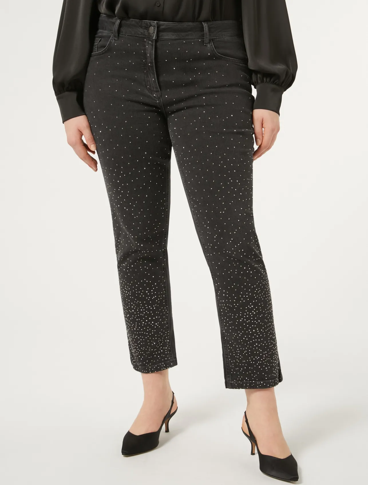 New Marina Rinaldi Cotton denim trousers BLACK