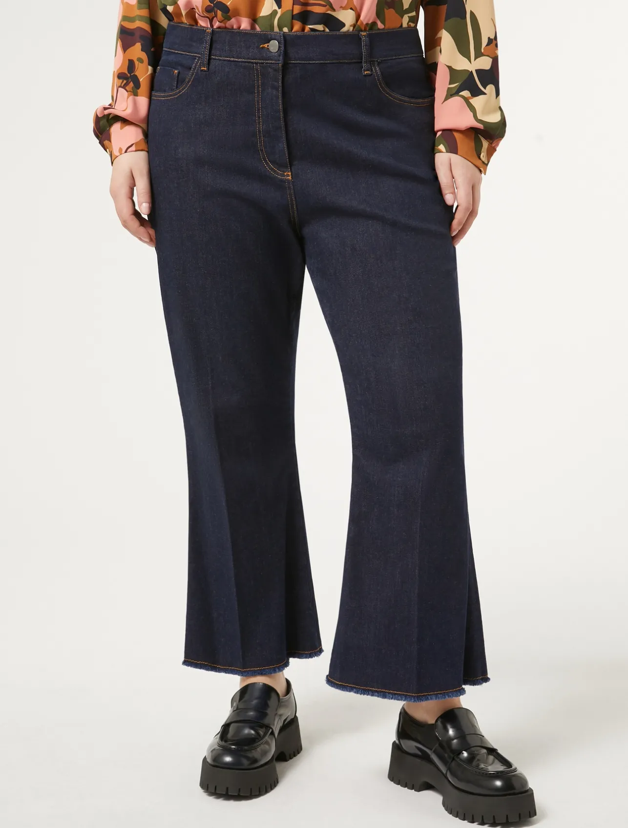 Best Marina Rinaldi Cotton denim trousers MIDNIGHTBLUE