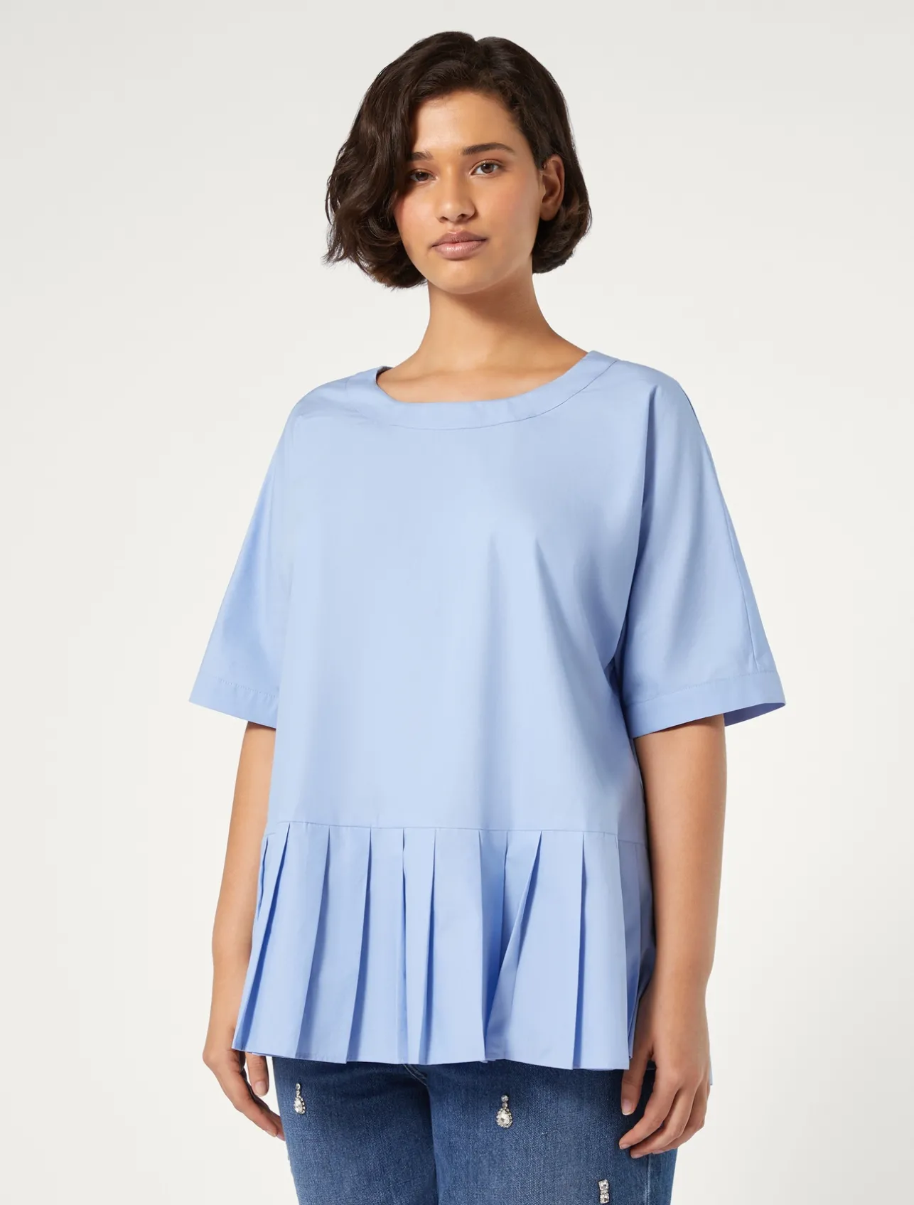 Sale Marina Rinaldi Cotton poplin blouse SKYBLUE