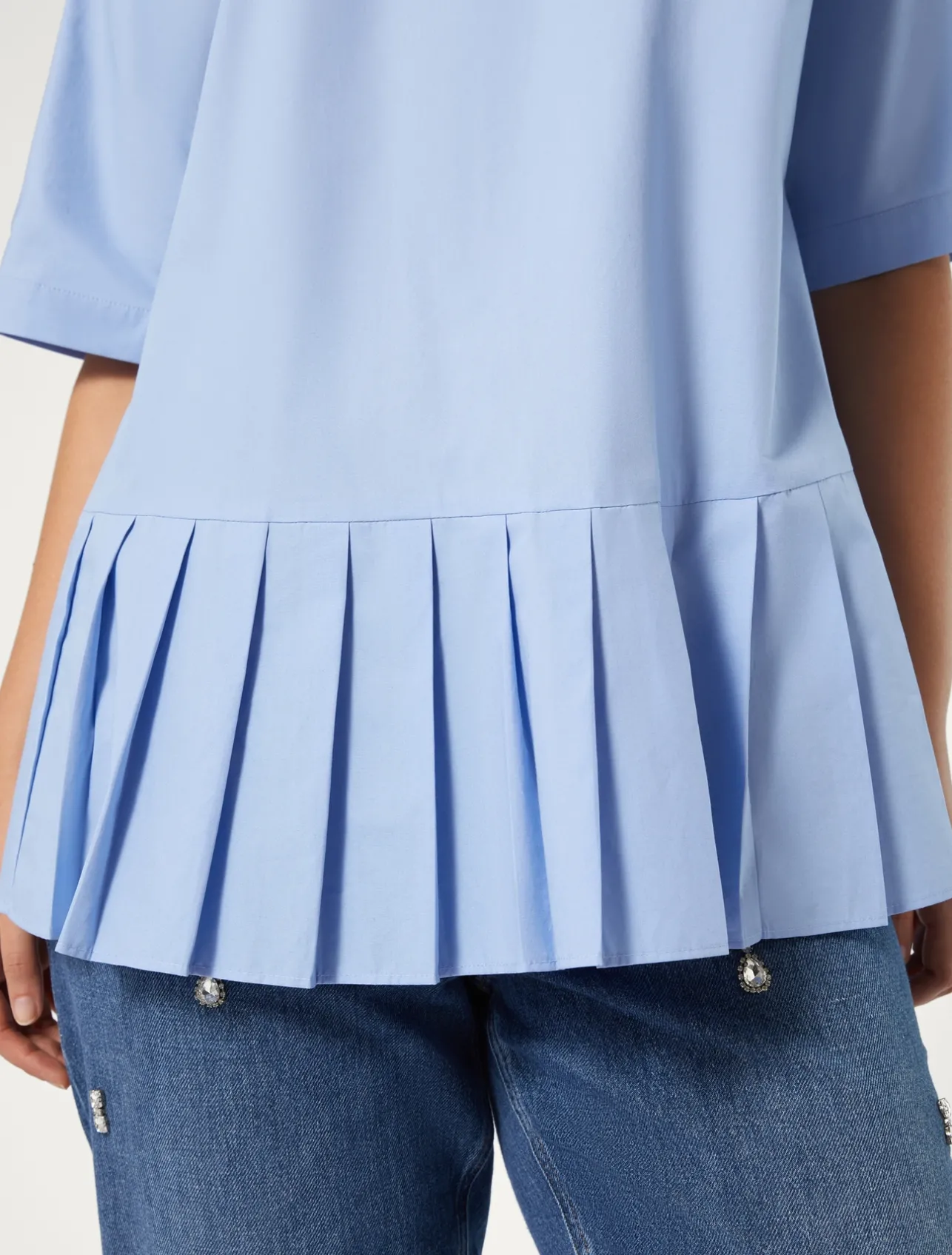Sale Marina Rinaldi Cotton poplin blouse SKYBLUE