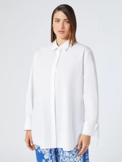 Outlet Marina Rinaldi Cotton poplin shirt OPTICALWHITE