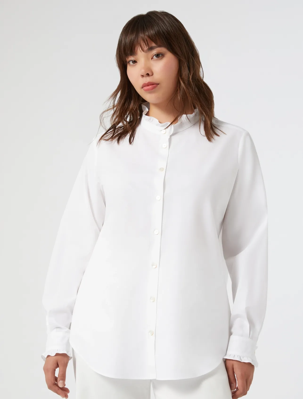Outlet Marina Rinaldi Cotton poplin shirt OPTICALWHITE