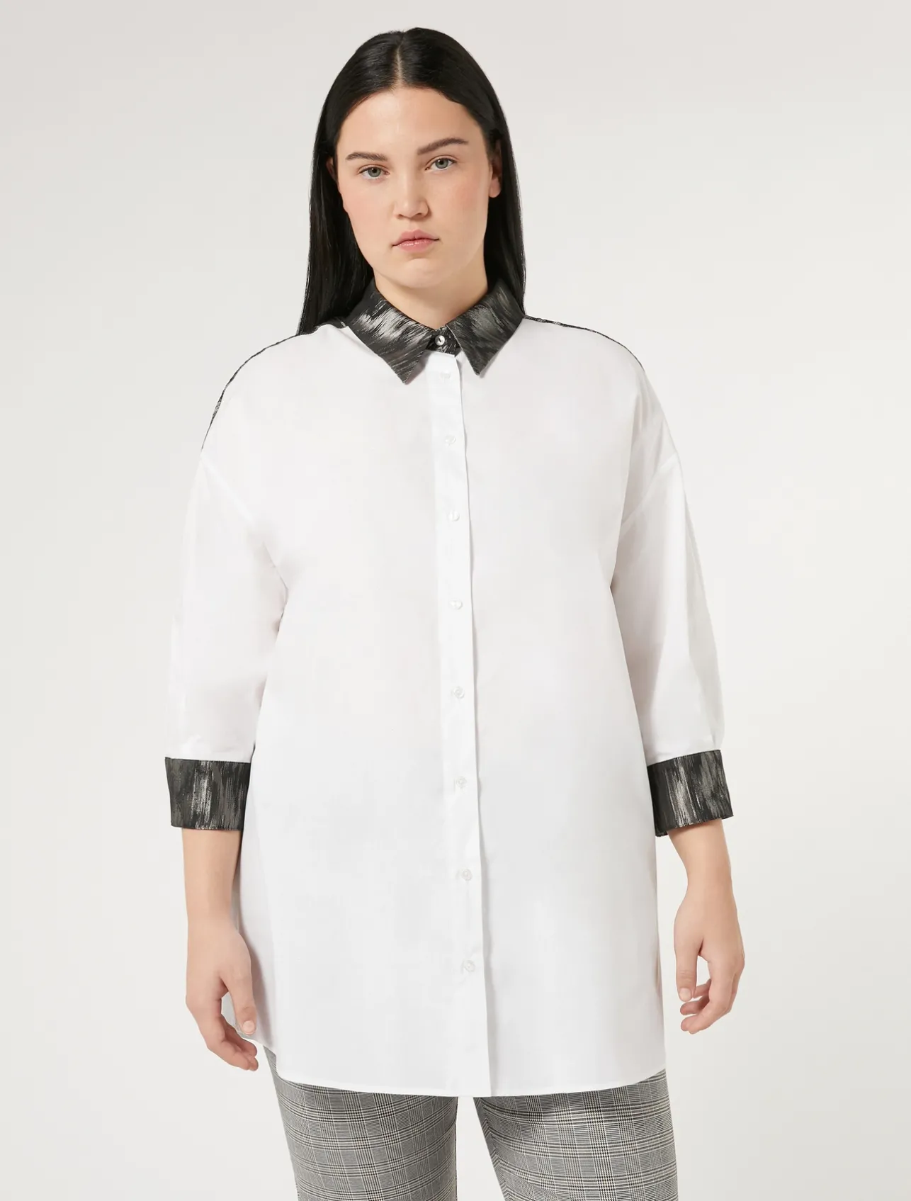 Best Marina Rinaldi Cotton poplin shirt OPTICALWHITE