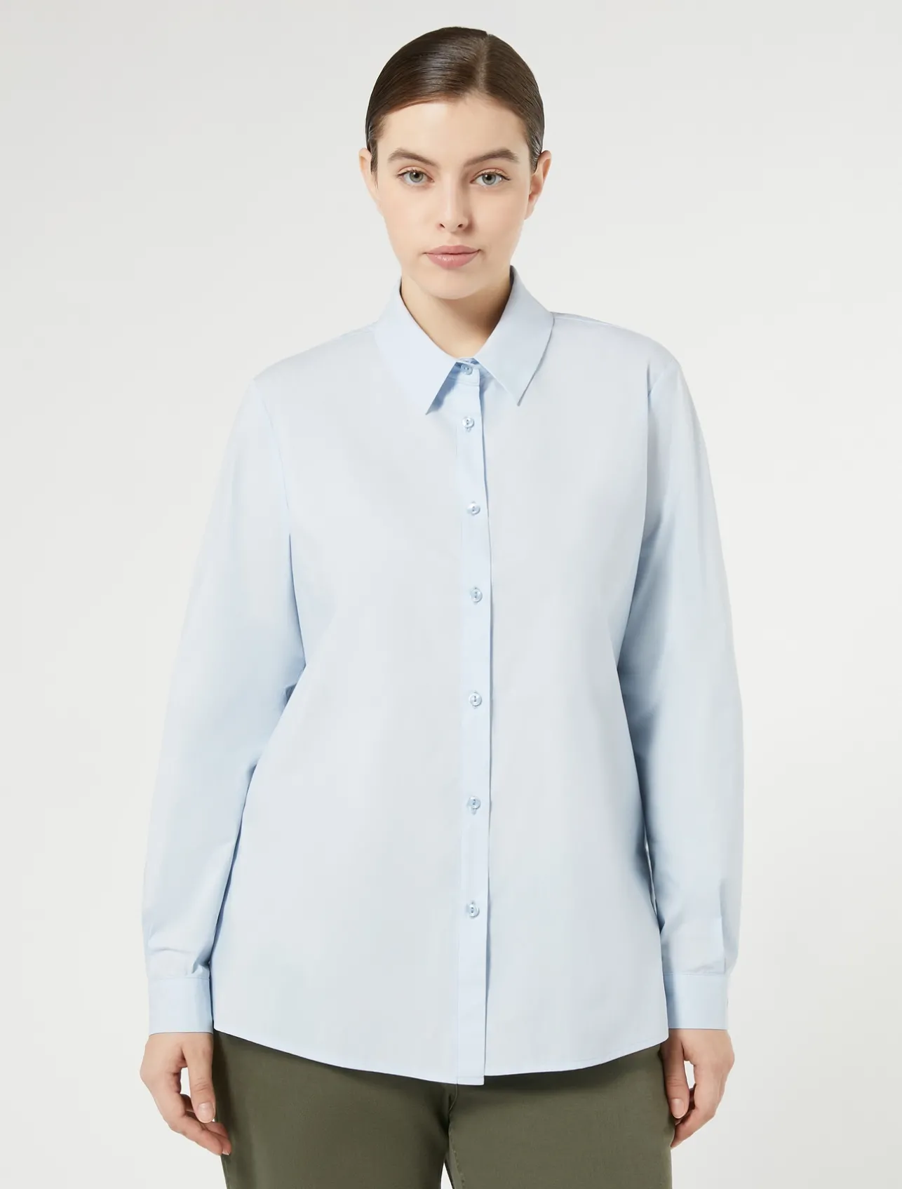 Outlet Marina Rinaldi Cotton poplin shirt LIGHTBLUE