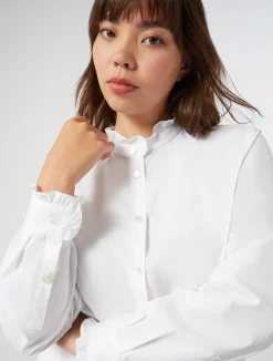 Outlet Marina Rinaldi Cotton poplin shirt OPTICALWHITE