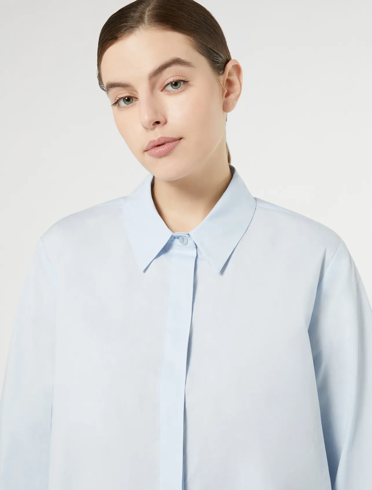 Sale Marina Rinaldi Cotton poplin shirt LIGHTBLUE