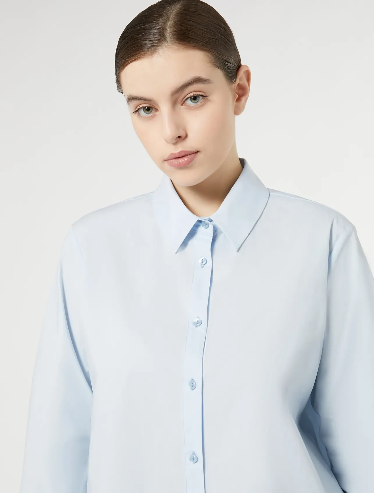 Outlet Marina Rinaldi Cotton poplin shirt LIGHTBLUE