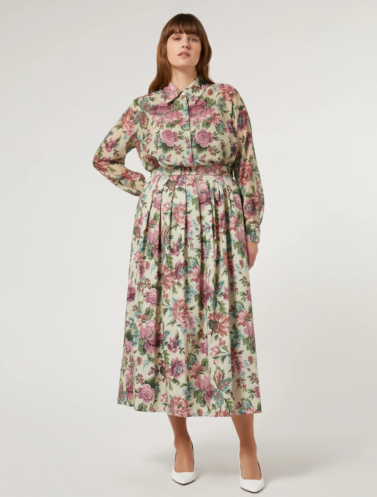 Fashion Marina Rinaldi Cotton poplin skirt PALEYELLOW