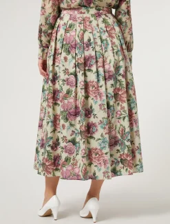 Fashion Marina Rinaldi Cotton poplin skirt PALEYELLOW