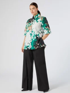 Fashion Marina Rinaldi Cotton poplin trousers BLACK