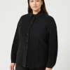 Online Marina Rinaldi Cotton velvet shirt BLACK