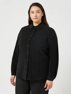 Online Marina Rinaldi Cotton velvet shirt BLACK