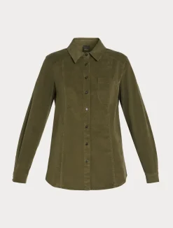Sale Marina Rinaldi Cotton velvet shirt KAKI