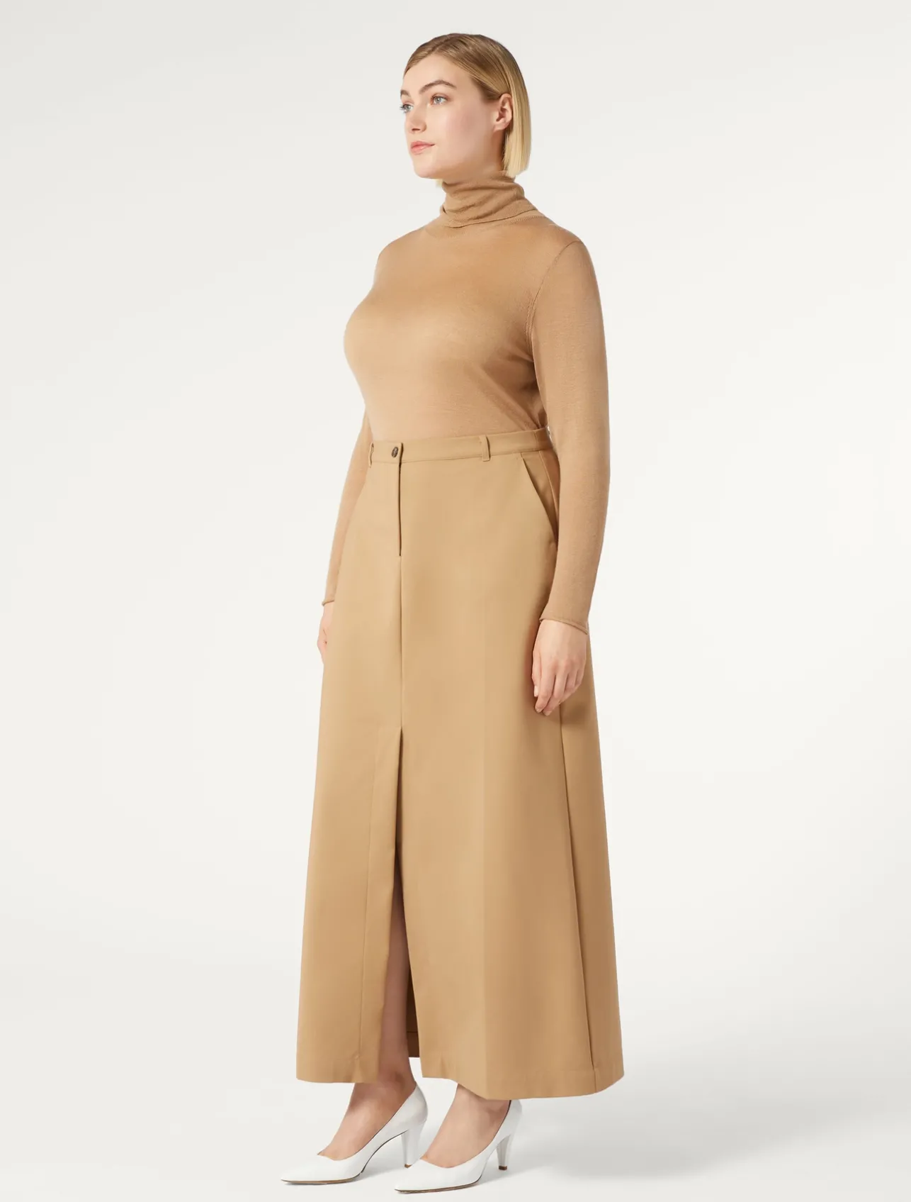 Outlet Marina Rinaldi Cotton-blend canvas skirt GOLD