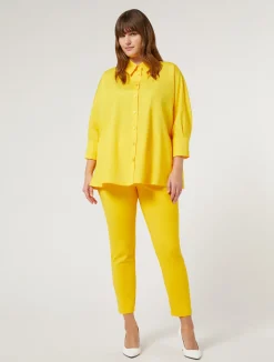 Online Marina Rinaldi Cotton-blend canvas trousers BRIGHTYELLOW