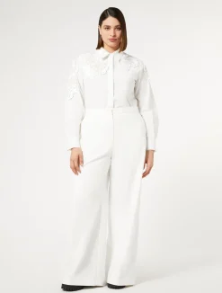 Fashion Marina Rinaldi Cotton-blend canvas trousers WHITE