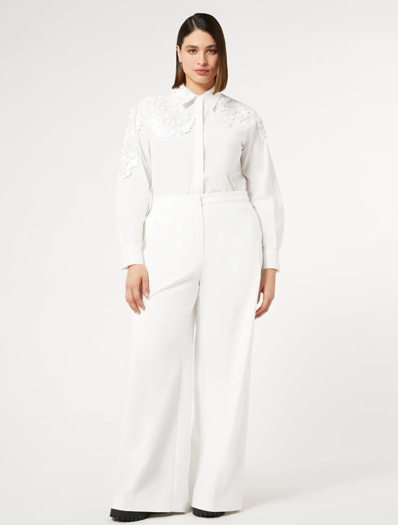 Fashion Marina Rinaldi Cotton-blend canvas trousers WHITE