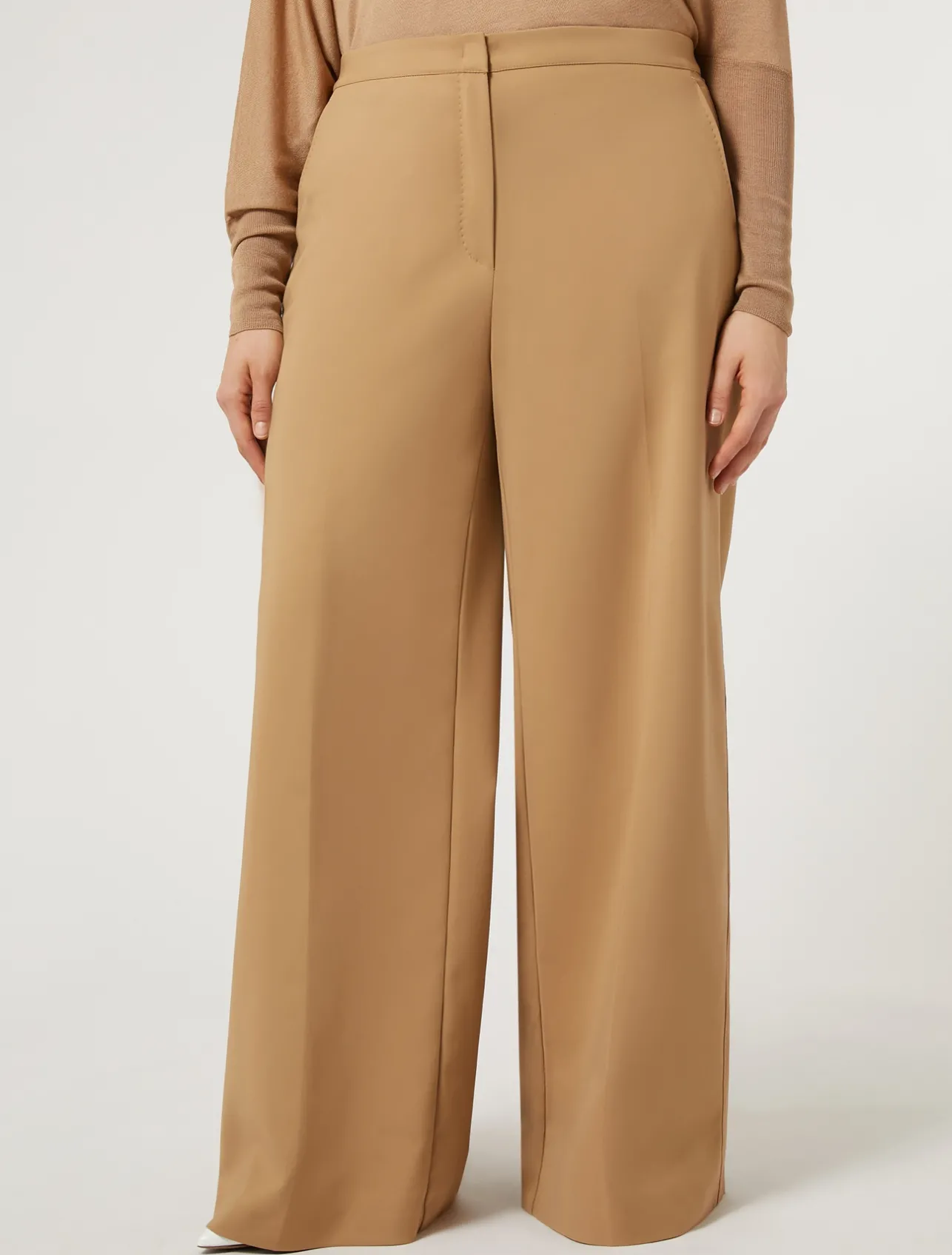 New Marina Rinaldi Cotton-blend canvas trousers GOLD