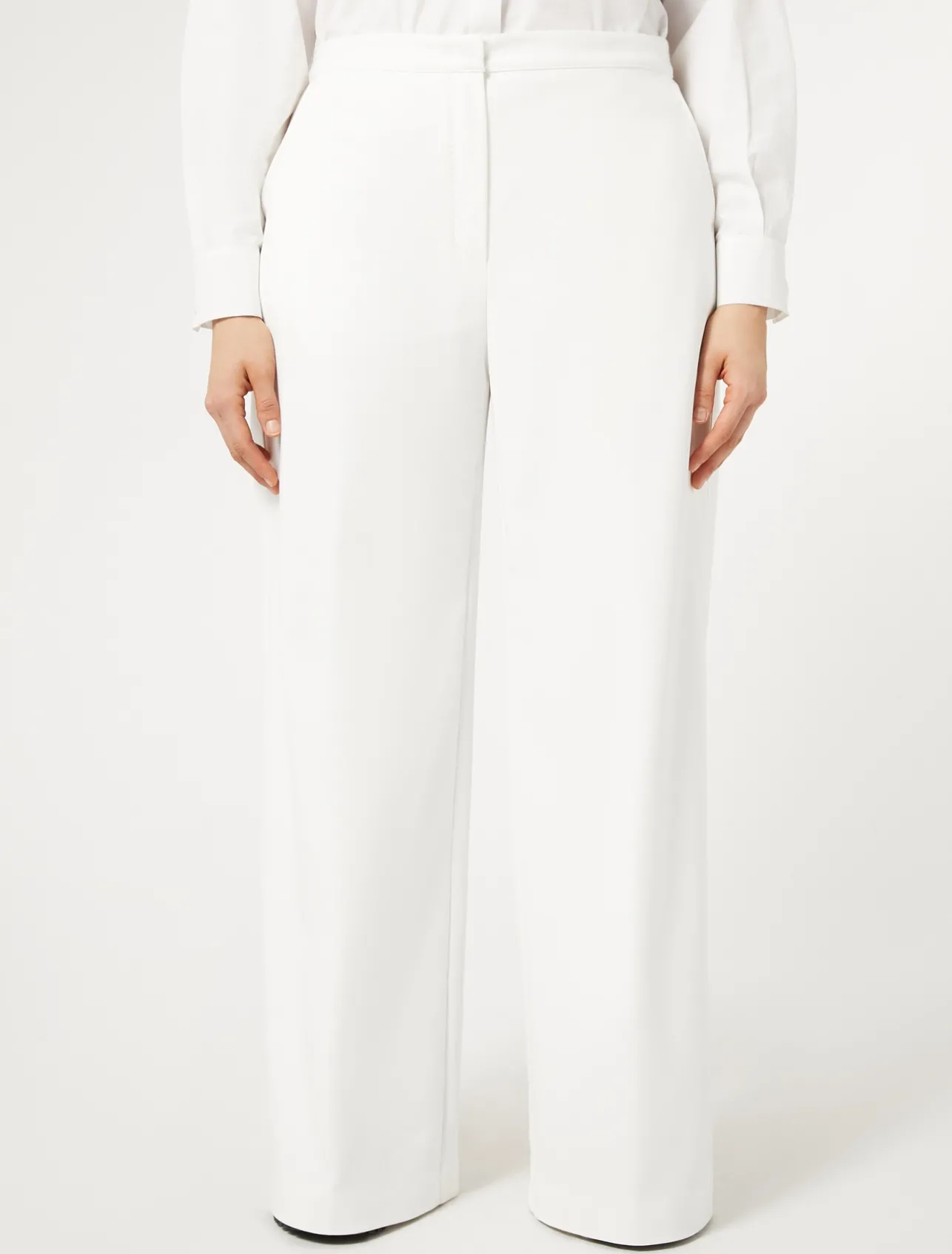 Fashion Marina Rinaldi Cotton-blend canvas trousers WHITE