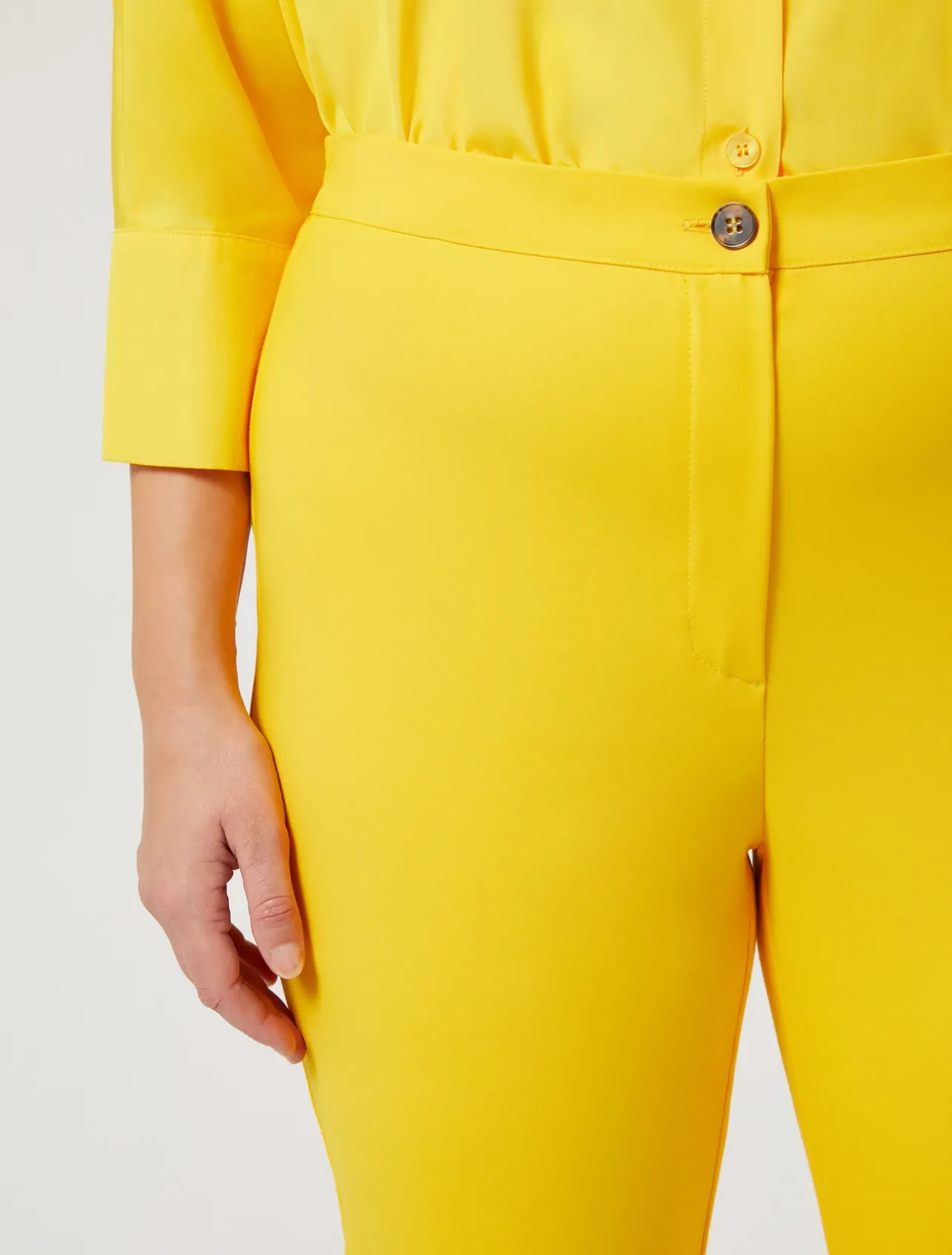 Online Marina Rinaldi Cotton-blend canvas trousers BRIGHTYELLOW