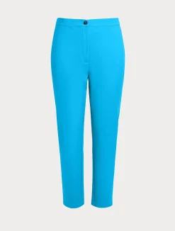 Fashion Marina Rinaldi Cotton-blend canvas trousers TURQUOISE
