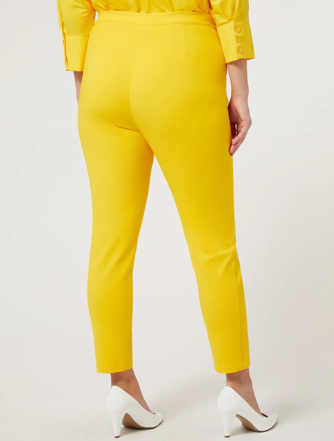 Online Marina Rinaldi Cotton-blend canvas trousers BRIGHTYELLOW