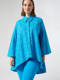 Fashion Marina Rinaldi Cotton-blend canvas trousers TURQUOISE
