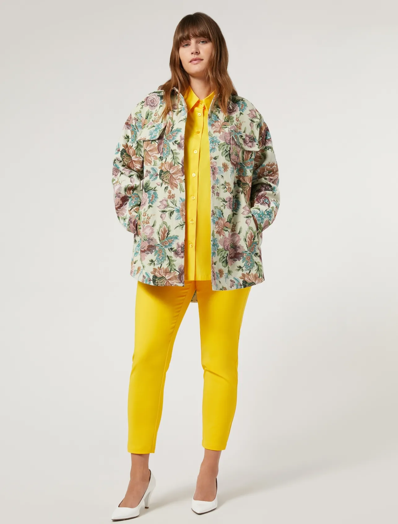 Online Marina Rinaldi Cotton-blend canvas trousers BRIGHTYELLOW
