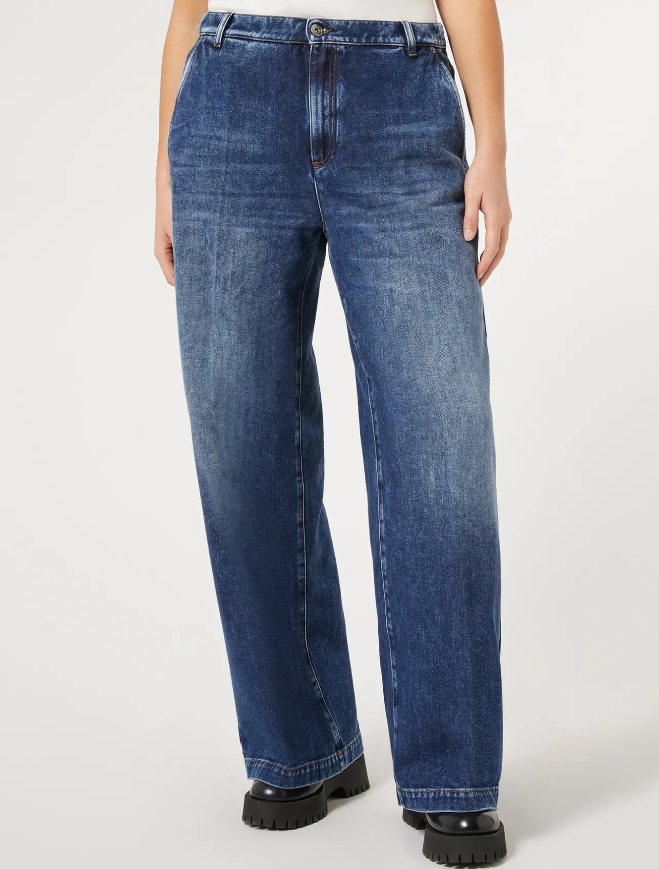 New Marina Rinaldi Cotton-blend denim jeans NAVY