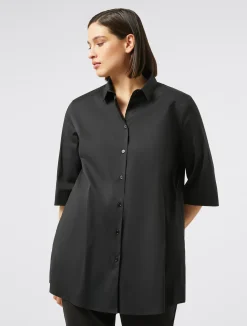 Sale Marina Rinaldi Cotton-blend poplin shirt BLACK