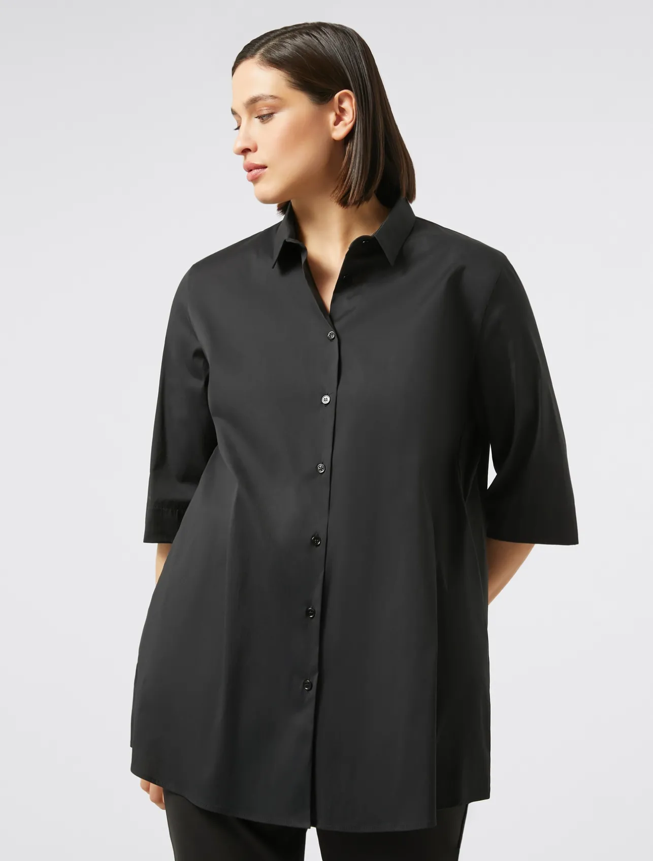 Sale Marina Rinaldi Cotton-blend poplin shirt BLACK