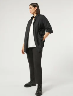 Sale Marina Rinaldi Cotton-blend poplin shirt BLACK