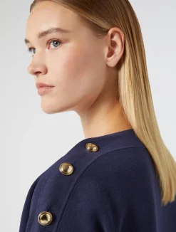 Sale Marina Rinaldi Cotton-blend sweater NAVY